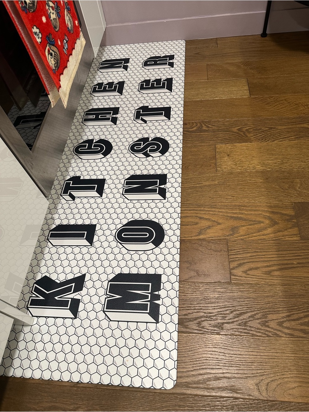 Black and White Lettered Kitchen Runner Rug - Picture 3 of 3